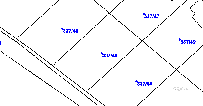 Parcela st. 337/48 v KÚ Valtířov nad Labem, Katastrální mapa