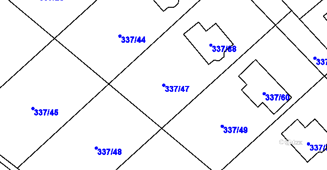 Parcela st. 337/47 v KÚ Valtířov nad Labem, Katastrální mapa