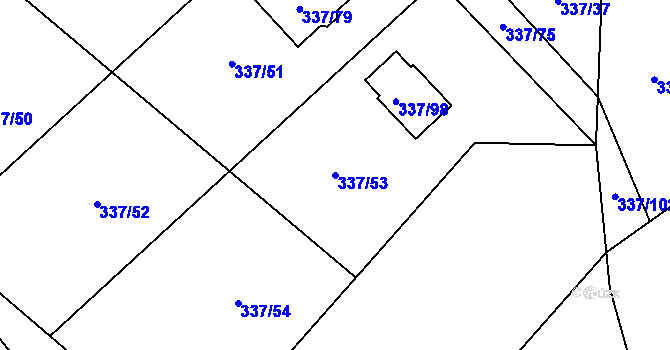 Parcela st. 337/53 v KÚ Valtířov nad Labem, Katastrální mapa