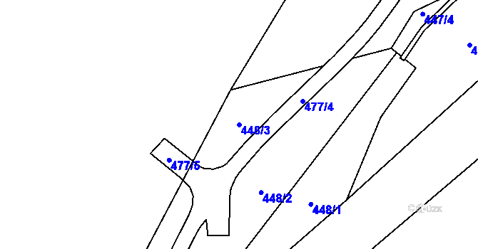 Parcela st. 448/3 v KÚ Valtířov nad Labem, Katastrální mapa