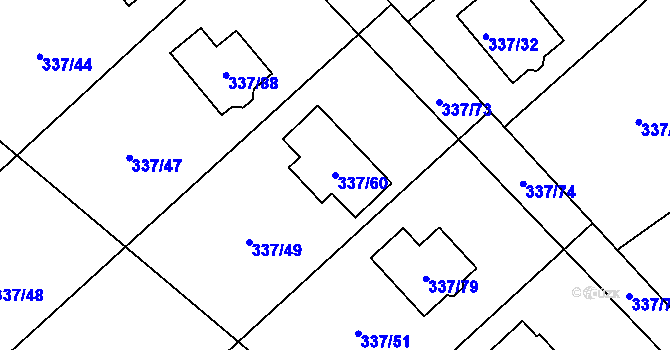 Parcela st. 337/60 v KÚ Valtířov nad Labem, Katastrální mapa