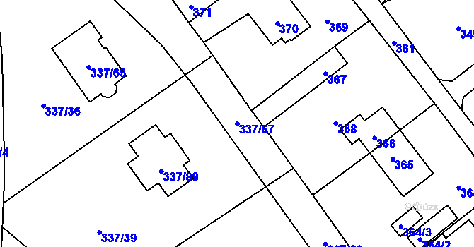 Parcela st. 337/67 v KÚ Valtířov nad Labem, Katastrální mapa