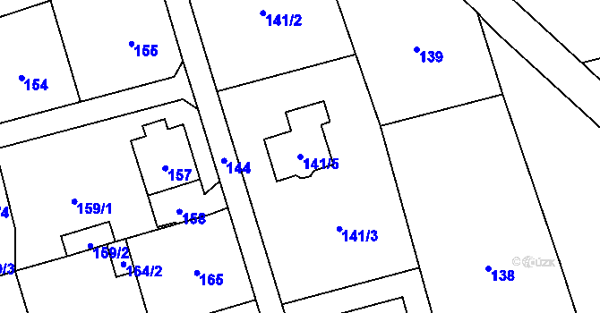 Parcela st. 141/5 v KÚ Valtířov nad Labem, Katastrální mapa