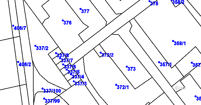Parcela st. 372/2 v KÚ Valtířov nad Labem, Katastrální mapa