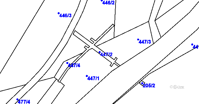Parcela st. 447/2 v KÚ Valtířov nad Labem, Katastrální mapa