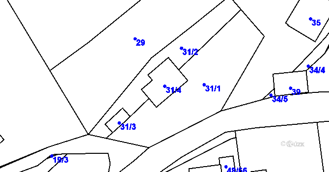 Parcela st. 31/4 v KÚ Valtířov nad Labem, Katastrální mapa