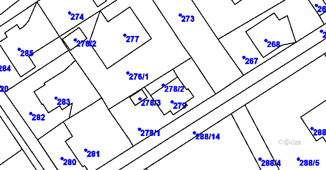 Parcela st. 278/2 v KÚ Valtířov nad Labem, Katastrální mapa