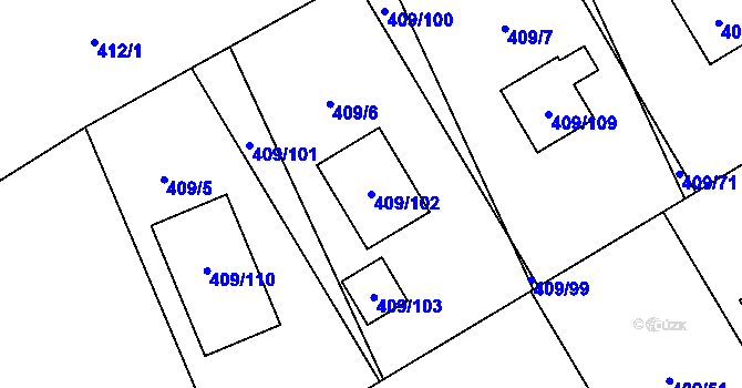 Parcela st. 409/102 v KÚ Valtířov nad Labem, Katastrální mapa