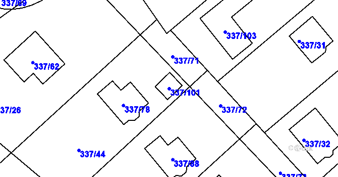 Parcela st. 337/101 v KÚ Valtířov nad Labem, Katastrální mapa