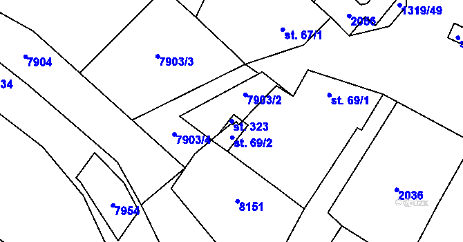 Parcela st. 323 v KÚ Křídlůvky, Katastrální mapa