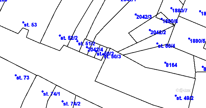 Parcela st. 50/3 v KÚ Křídlůvky, Katastrální mapa