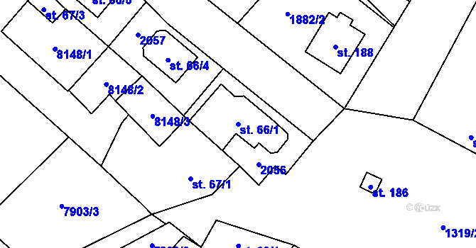 Parcela st. 66/1 v KÚ Křídlůvky, Katastrální mapa