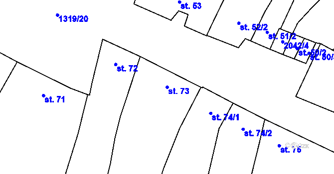 Parcela st. 73 v KÚ Křídlůvky, Katastrální mapa