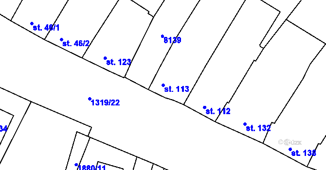 Parcela st. 113 v KÚ Křídlůvky, Katastrální mapa