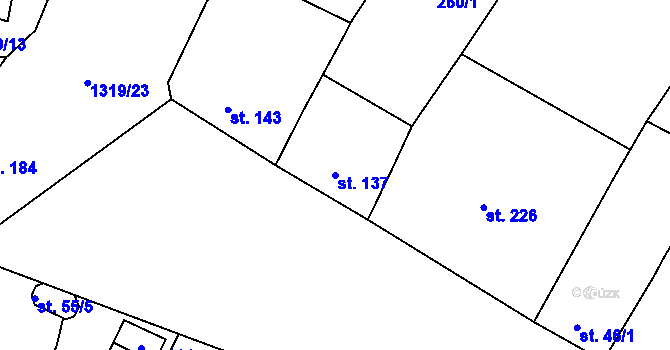 Parcela st. 137 v KÚ Křídlůvky, Katastrální mapa