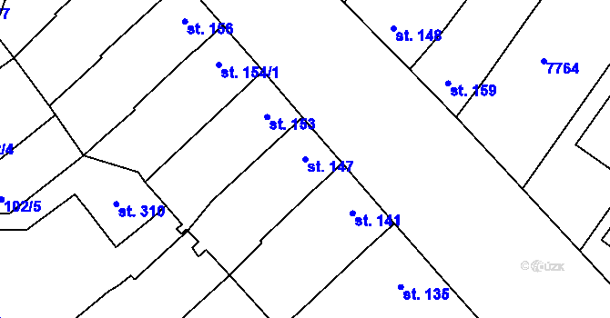 Parcela st. 147 v KÚ Křídlůvky, Katastrální mapa