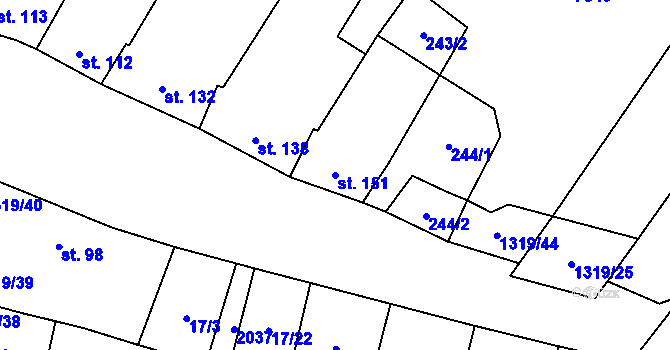 Parcela st. 151 v KÚ Křídlůvky, Katastrální mapa