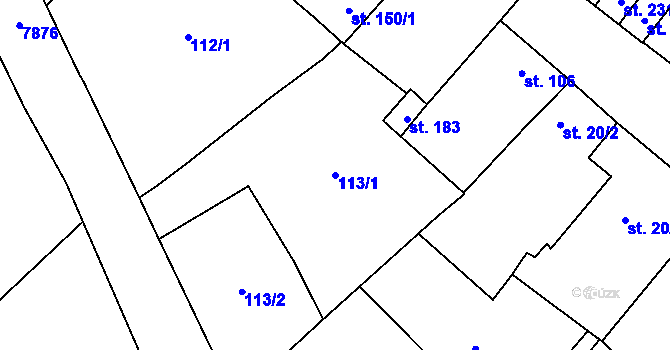 Parcela st. 113/1 v KÚ Křídlůvky, Katastrální mapa