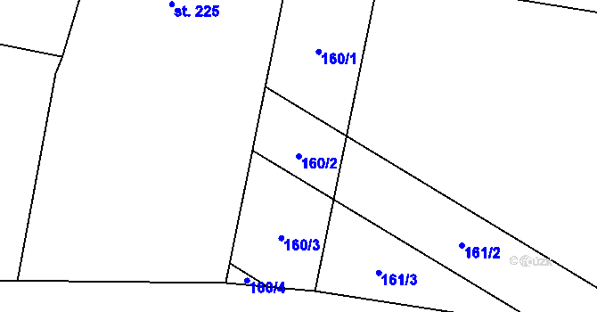 Parcela st. 160/2 v KÚ Křídlůvky, Katastrální mapa