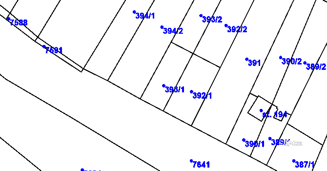 Parcela st. 393/1 v KÚ Křídlůvky, Katastrální mapa