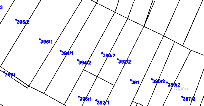 Parcela st. 393/2 v KÚ Křídlůvky, Katastrální mapa
