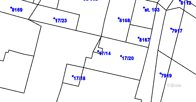 Parcela st. 17/14 v KÚ Křídlůvky, Katastrální mapa