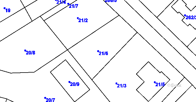 Parcela st. 21/6 v KÚ Valtrovice, Katastrální mapa