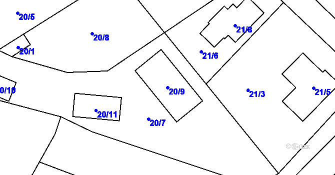 Parcela st. 20/9 v KÚ Valtrovice, Katastrální mapa