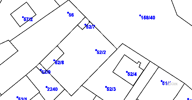 Parcela st. 52/2 v KÚ Valtrovice, Katastrální mapa