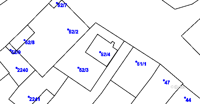 Parcela st. 52/4 v KÚ Valtrovice, Katastrální mapa