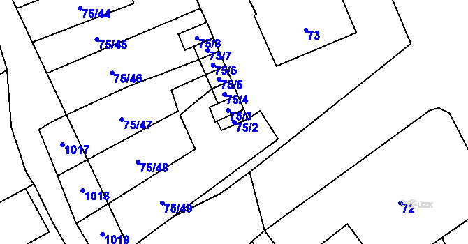 Parcela st. 75/2 v KÚ Valtrovice, Katastrální mapa