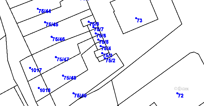 Parcela st. 75/3 v KÚ Valtrovice, Katastrální mapa