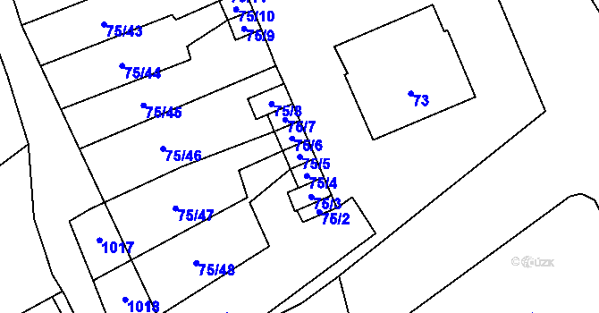Parcela st. 75/5 v KÚ Valtrovice, Katastrální mapa