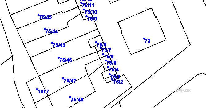 Parcela st. 75/6 v KÚ Valtrovice, Katastrální mapa