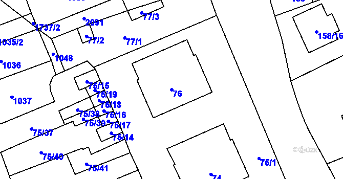 Parcela st. 76 v KÚ Valtrovice, Katastrální mapa