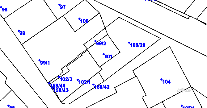 Parcela st. 101 v KÚ Valtrovice, Katastrální mapa