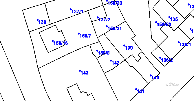Parcela st. 158/8 v KÚ Valtrovice, Katastrální mapa