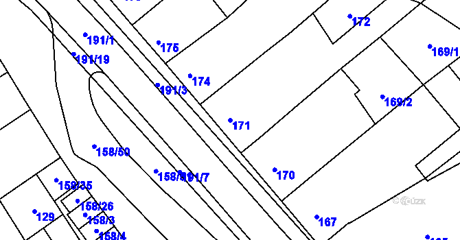 Parcela st. 171 v KÚ Valtrovice, Katastrální mapa