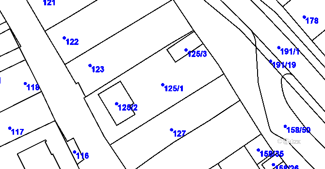 Parcela st. 125/1 v KÚ Valtrovice, Katastrální mapa