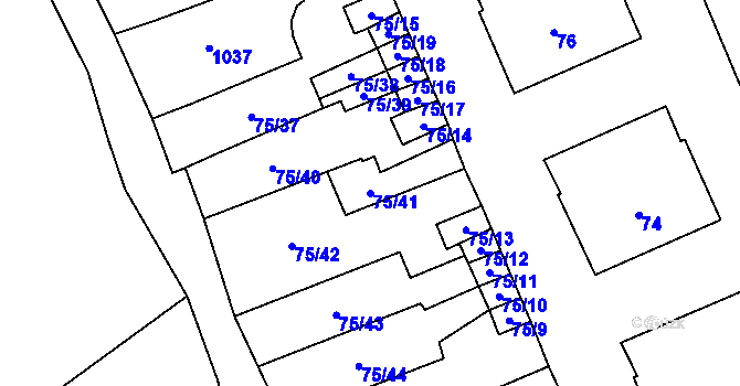 Parcela st. 75/41 v KÚ Valtrovice, Katastrální mapa