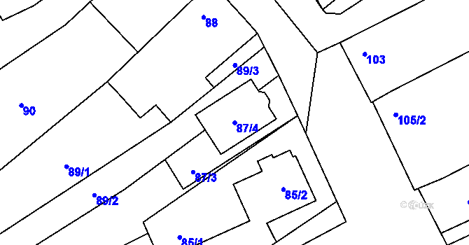 Parcela st. 87/4 v KÚ Valtrovice, Katastrální mapa