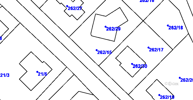 Parcela st. 262/15 v KÚ Valtrovice, Katastrální mapa