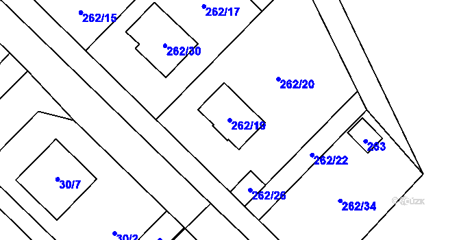 Parcela st. 262/19 v KÚ Valtrovice, Katastrální mapa