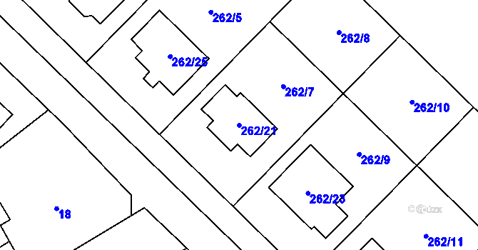 Parcela st. 262/21 v KÚ Valtrovice, Katastrální mapa