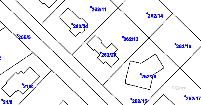 Parcela st. 262/27 v KÚ Valtrovice, Katastrální mapa