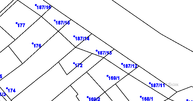 Parcela st. 187/13 v KÚ Valtrovice, Katastrální mapa