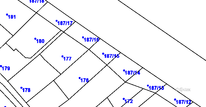 Parcela st. 187/15 v KÚ Valtrovice, Katastrální mapa