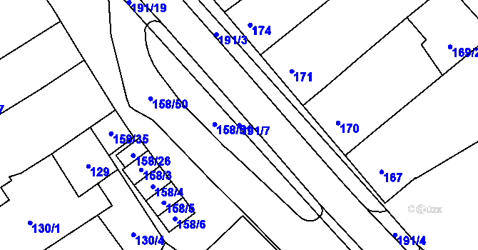 Parcela st. 191/7 v KÚ Valtrovice, Katastrální mapa
