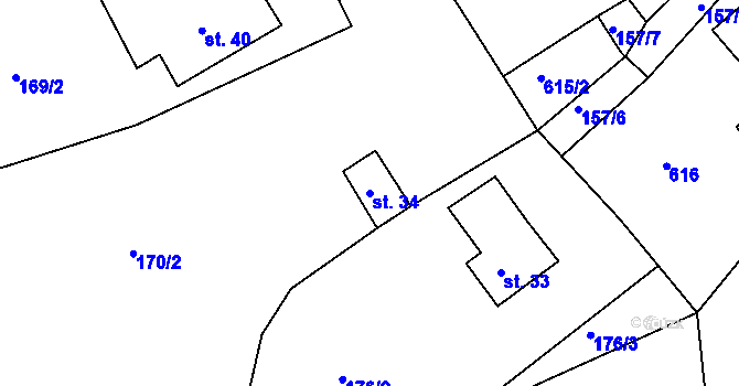 Parcela st. 34 v KÚ Valy u Mariánských Lázní, Katastrální mapa