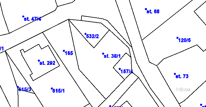 Parcela st. 38/1 v KÚ Valy u Mariánských Lázní, Katastrální mapa